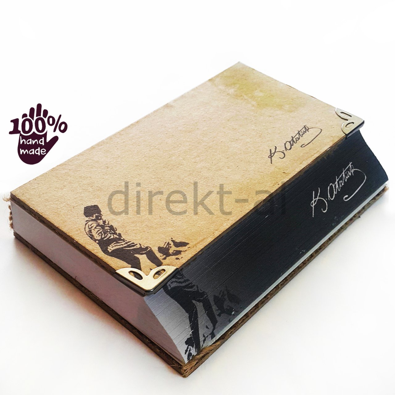 ATATÜRK DEFTER BLOKNOT-EL YAPIMI KALIN KAPAK ÖZEL AÇILI KESİMLİ