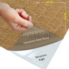 YAPIŞKANLI DOĞAL JÜT-TELİS KUMAŞ ÇUVAL BEZİ 50x50 CM.