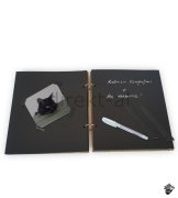 KEDİ TEMALI JÜT KUMAŞ KAPAKLI ANI DEFTERİ ALBÜM SİYAH YAPRAKLI