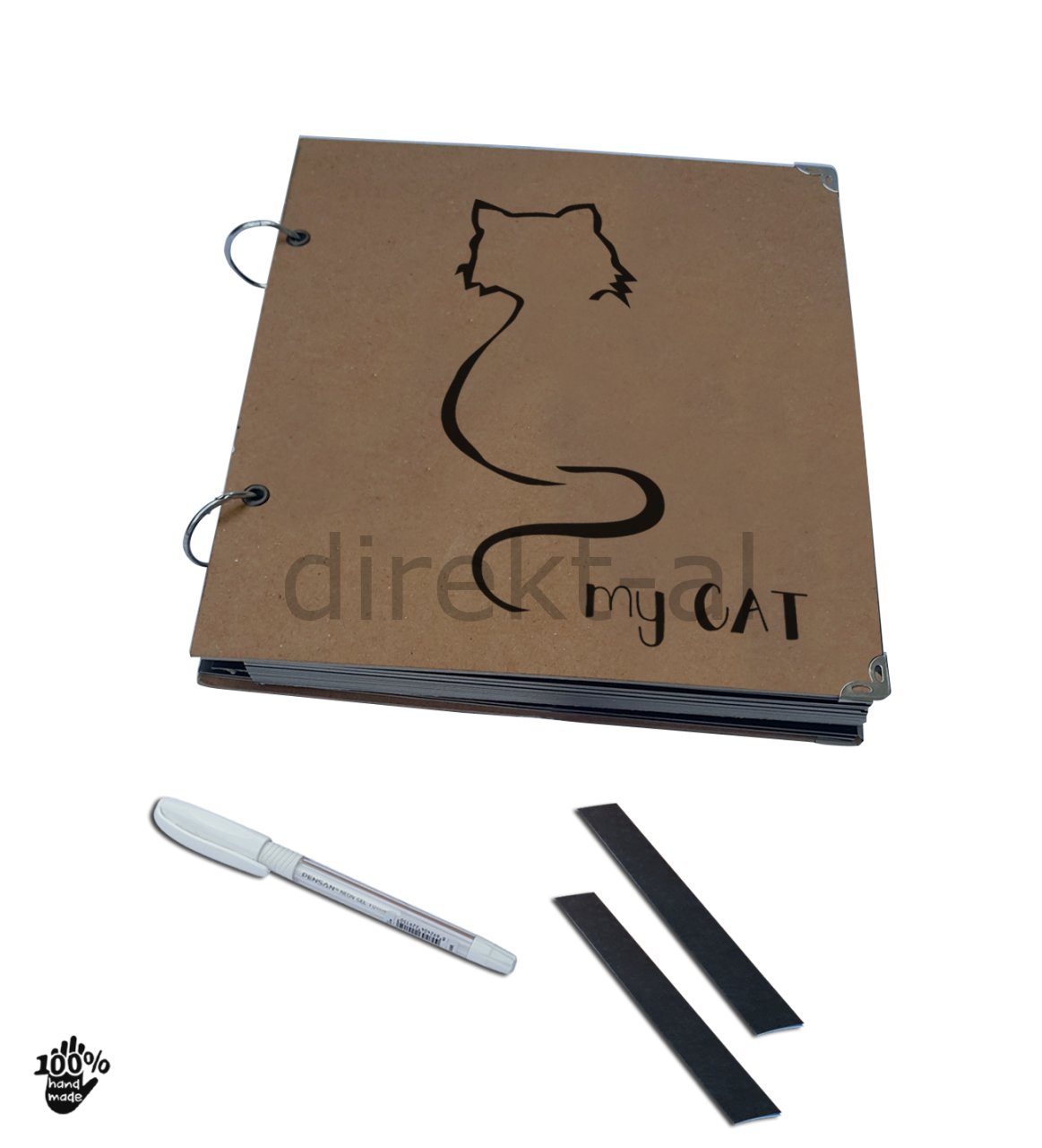 KEDİ TEMALI ALBÜM ANI DEFTERİ SİYAH VE KRAFT KAPAK SEÇENEKLİ KRAFT KAPAK