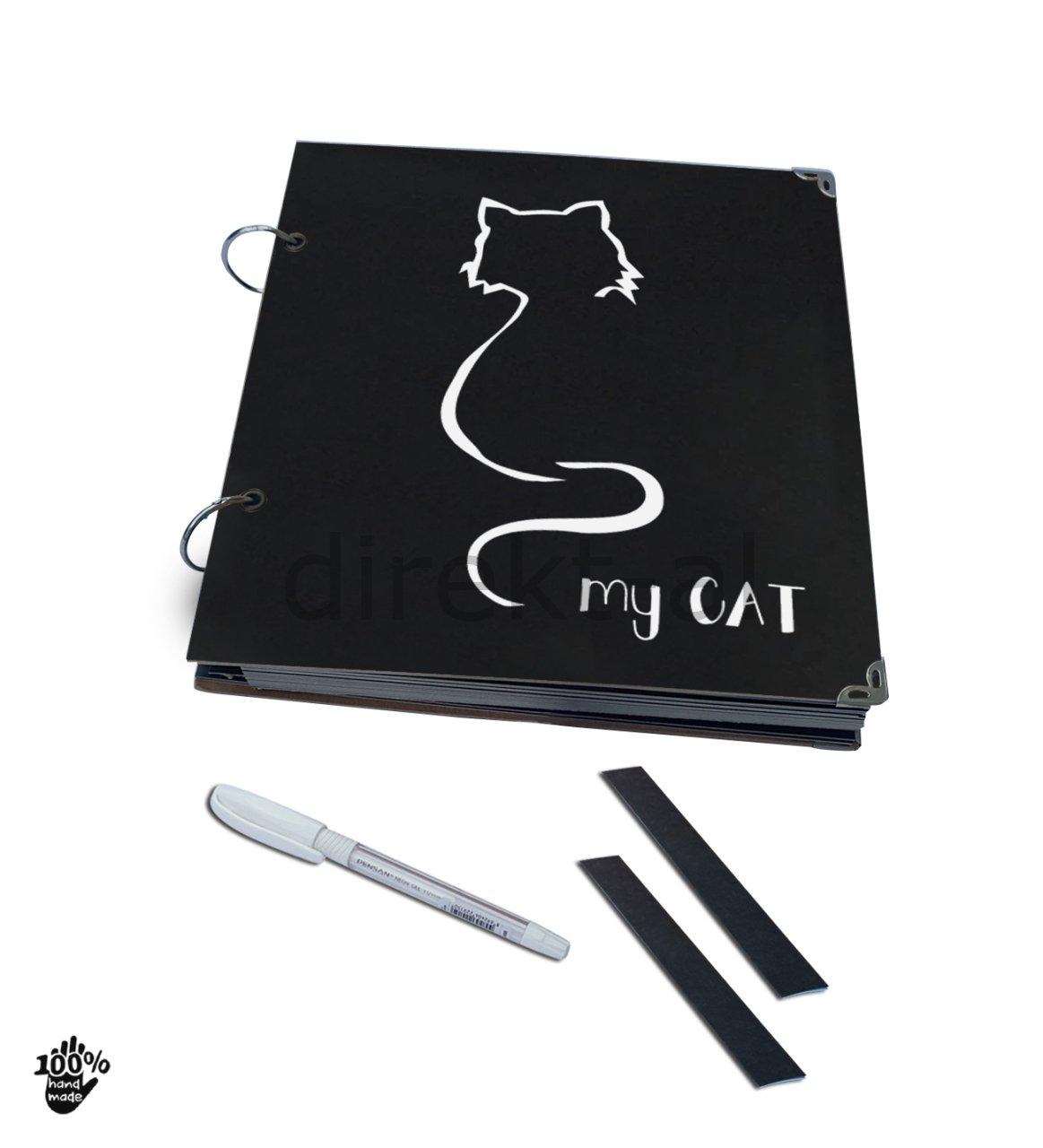 KEDİ TEMALI ALBÜM ANI DEFTERİ SİYAH VE KRAFT KAPAK SEÇENEKLİ SİYAH KAPAK