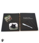 KEDİ TEMALI ALBÜM ANI DEFTERİ SİYAH VE KRAFT KAPAK SEÇENEKLİ SİYAH KAPAK