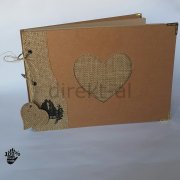 YAPIŞKANLI JÜT KUMAŞ KRAFT KAPAK KALP PENCERELİ FOTOĞRAF ALBÜMÜ