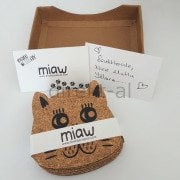 KEDİ TEMALI MANTAR BARDAK ALTLIĞI KAYMAZ TABANLI  6 ADET