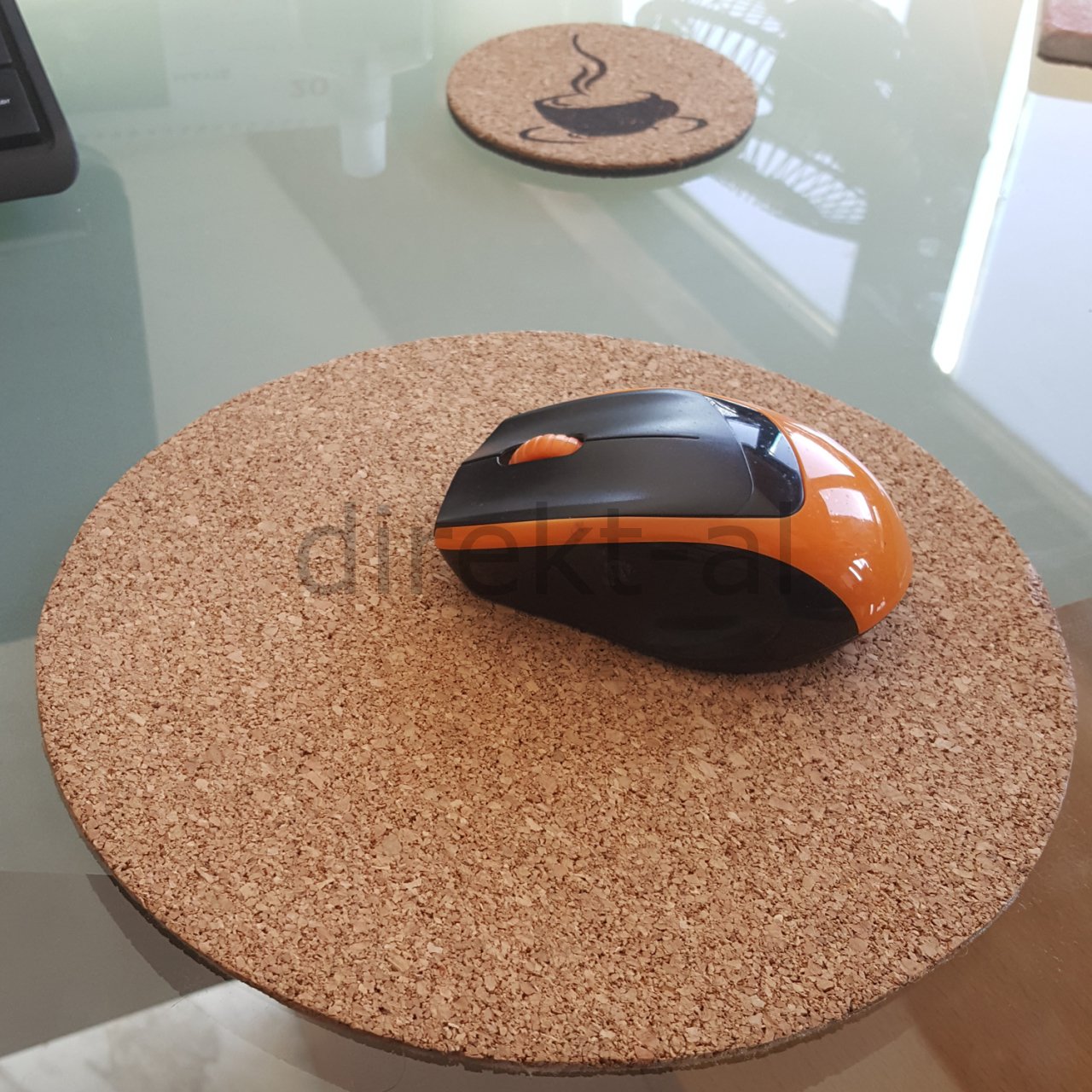 MOUSE PAD DOĞAL MANTAR  KAYMAZ TABANLI-ESNEK-YENİLİK YUVARLAK