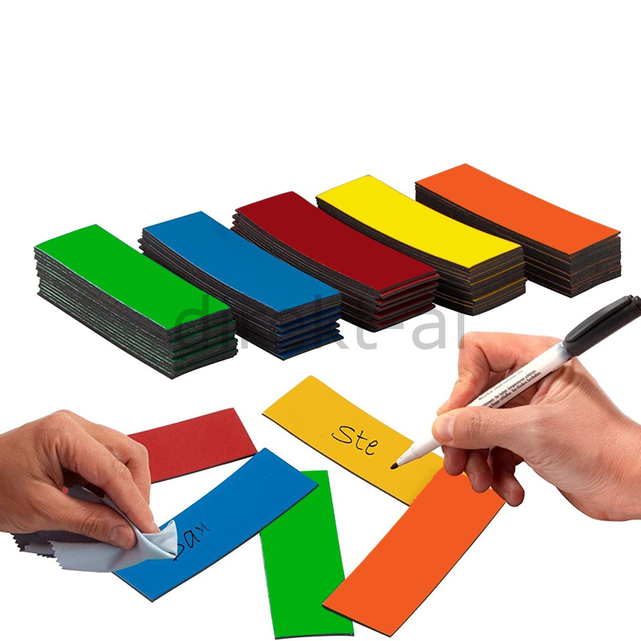 Renkli Magnet Şerit Mıknatıs Yaz Sil 20x60 mm 50 Adet 5 Renk