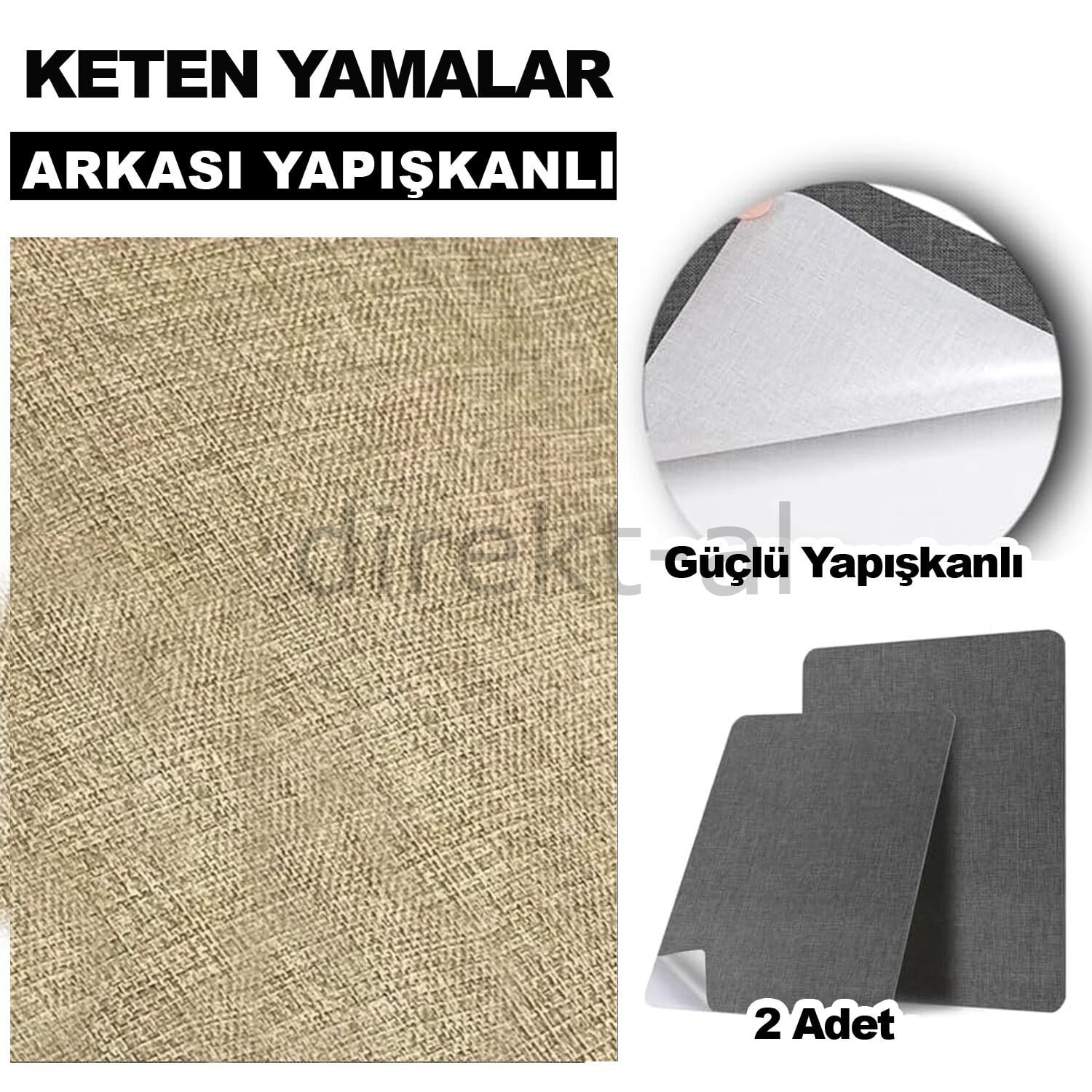 Keten Kumaş Tamir Yamaları Arkası Yapışkanlı 22 x 33 cm. Renk Seçenekli 2 adet Kahverengi