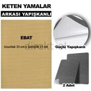 Keten Kumaş Tamir Yamaları Arkası Yapışkanlı 22 x 33 cm. Renk Seçenekli 2 adet Sarı