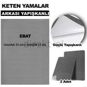 Keten Kumaş Tamir Yamaları Arkası Yapışkanlı 22 x 33 cm. Renk Seçenekli 2 adet Gri