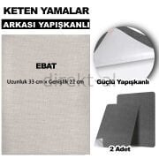 Keten Kumaş Tamir Yamaları Arkası Yapışkanlı 22 x 33 cm. Renk Seçenekli 2 adet Krem