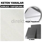 Keten Kumaş Tamir Yamaları Arkası Yapışkanlı 22 x 33 cm. Renk Seçenekli 2 adet Beyaz