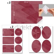 Yapışkanlı Alkantara Nubuk Deri Tipi Kumaş Tamir Yama Seti 3 Set 18 Parça Bordo