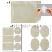 Yapışkanlı Alkantara Nubuk Deri Tipi Kumaş Tamir Yama Seti 3 Set 18 Parça Krem