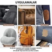 Yapışkanlı Alkantara Nubuk Deri Tipi Kumaş Tamir Yama Seti 3 Set 18 Parça Krem