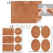Yapışkanlı Alkantara Nubuk Deri Tipi Kumaş Tamir Yama Seti 3 Set 18 Parça Taba
