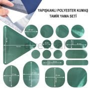 Yapışkanlı Polyester Kumaş Mont Çadır Şemsiye Tamir Yaması 19 Adet Yeşil