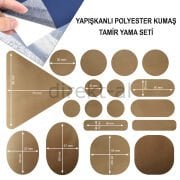 Yapışkanlı Polyester Kumaş Mont Çadır Şemsiye Tamir Yaması 19 Adet Sarı