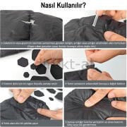 Yapışkanlı Polyester Kumaş Mont Çadır Şemsiye Tamir Yaması 19 Adet Haki