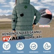 Yapışkanlı Polyester Kumaş Çeşitli Şekillde 30 adet Mont Şemsiye Aksesuar Yama Siyah