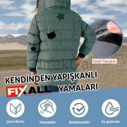 Yapışkanlı Polyester Kumaş Çeşitli Şekillde 30 adet Mont Şemsiye Aksesuar Yama Kahverengi